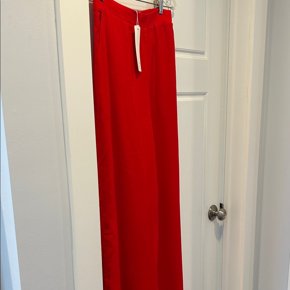 Vibrant Red Wide-Leg Pants by Karma